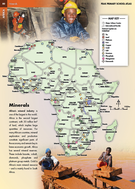 Africa Minerals Photo Illustrated Map