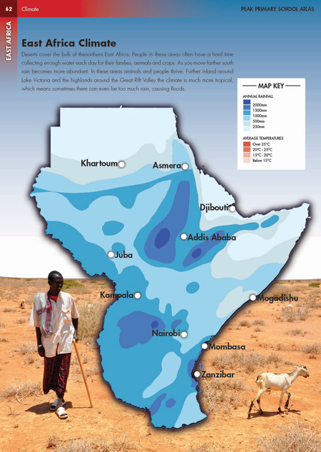 East Africa Climate Photo Illustrated Map